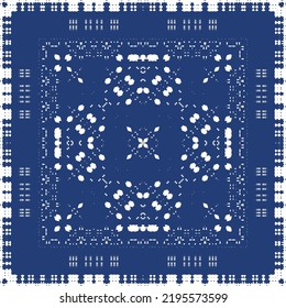 Portuguese ornamental azulejo ceramic. Creative design. Vector seamless pattern collage. Blue vintage backdrop for wallpaper, web background, towels, print, surface texture, pillows.