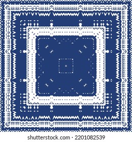 Portuguese ornamental azulejo ceramic. Minimal design. Vector seamless pattern elements. Blue vintage backdrop for wallpaper, web background, towels, print, surface texture, pillows.