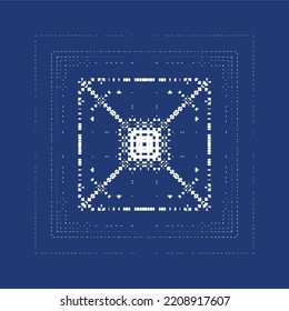 Portuguese ornamental azulejo ceramic. Minimal design. Vector seamless pattern elements. Blue vintage backdrop for wallpaper, web background, towels, print, surface texture, pillows.