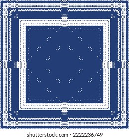 Portuguese ornamental azulejo ceramic. Minimal design. Vector seamless pattern elements. Blue vintage backdrop for wallpaper, web background, towels, print, surface texture, pillows.
