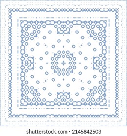 Portuguese ornamental azulejo ceramic. Original design. Vector seamless pattern watercolor. Blue vintage backdrop for wallpaper, web background, towels, print, surface texture, pillows.