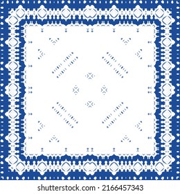 Portuguese ornamental azulejo ceramic. Original design. Vector seamless pattern watercolor. Blue vintage backdrop for wallpaper, web background, towels, print, surface texture, pillows.