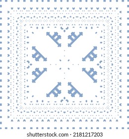 Portuguese ornamental azulejo ceramic. Original design. Vector seamless pattern watercolor. Blue vintage backdrop for wallpaper, web background, towels, print, surface texture, pillows.