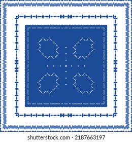 Portuguese ornamental azulejo ceramic. Original design. Vector seamless pattern watercolor. Blue vintage backdrop for wallpaper, web background, towels, print, surface texture, pillows.