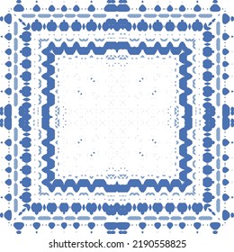 Portuguese ornamental azulejo ceramic. Original design. Vector seamless pattern watercolor. Blue vintage backdrop for wallpaper, web background, towels, print, surface texture, pillows.