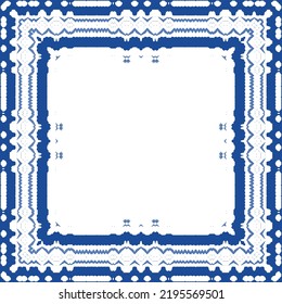 Portuguese ornamental azulejo ceramic. Original design. Vector seamless pattern watercolor. Blue vintage backdrop for wallpaper, web background, towels, print, surface texture, pillows.