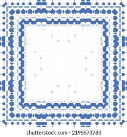 Portuguese ornamental azulejo ceramic. Original design. Vector seamless pattern watercolor. Blue vintage backdrop for wallpaper, web background, towels, print, surface texture, pillows.