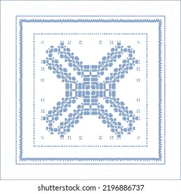 Portuguese ornamental azulejo ceramic. Original design. Vector seamless pattern watercolor. Blue vintage backdrop for wallpaper, web background, towels, print, surface texture, pillows.