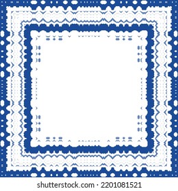 Portuguese ornamental azulejo ceramic. Original design. Vector seamless pattern watercolor. Blue vintage backdrop for wallpaper, web background, towels, print, surface texture, pillows.
