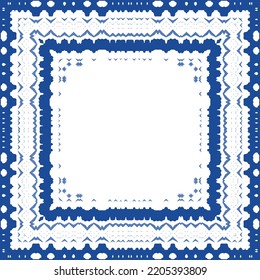 Portuguese ornamental azulejo ceramic. Original design. Vector seamless pattern watercolor. Blue vintage backdrop for wallpaper, web background, towels, print, surface texture, pillows.