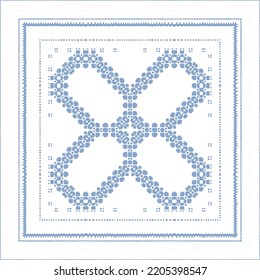 Portuguese ornamental azulejo ceramic. Original design. Vector seamless pattern watercolor. Blue vintage backdrop for wallpaper, web background, towels, print, surface texture, pillows.