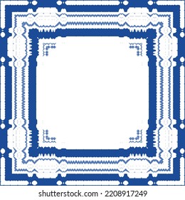 Portuguese ornamental azulejo ceramic. Original design. Vector seamless pattern watercolor. Blue vintage backdrop for wallpaper, web background, towels, print, surface texture, pillows.