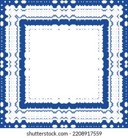 Portuguese ornamental azulejo ceramic. Original design. Vector seamless pattern watercolor. Blue vintage backdrop for wallpaper, web background, towels, print, surface texture, pillows.