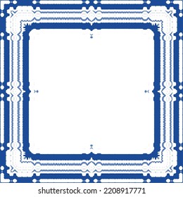 Portuguese ornamental azulejo ceramic. Original design. Vector seamless pattern watercolor. Blue vintage backdrop for wallpaper, web background, towels, print, surface texture, pillows.