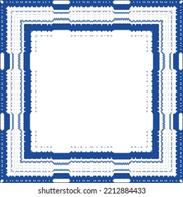 Portuguese ornamental azulejo ceramic. Original design. Vector seamless pattern watercolor. Blue vintage backdrop for wallpaper, web background, towels, print, surface texture, pillows.