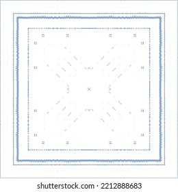 Portuguese ornamental azulejo ceramic. Original design. Vector seamless pattern watercolor. Blue vintage backdrop for wallpaper, web background, towels, print, surface texture, pillows.