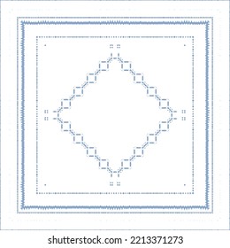 Portuguese ornamental azulejo ceramic. Original design. Vector seamless pattern watercolor. Blue vintage backdrop for wallpaper, web background, towels, print, surface texture, pillows.