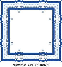 Portuguese ornamental azulejo ceramic. Original design. Vector seamless pattern watercolor. Blue vintage backdrop for wallpaper, web background, towels, print, surface texture, pillows.