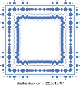 Portuguese ornamental azulejo ceramic. Original design. Vector seamless pattern watercolor. Blue vintage backdrop for wallpaper, web background, towels, print, surface texture, pillows.
