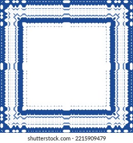 Portuguese ornamental azulejo ceramic. Original design. Vector seamless pattern watercolor. Blue vintage backdrop for wallpaper, web background, towels, print, surface texture, pillows.