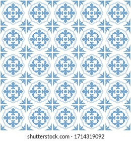 Portuguese ornamental azulejo ceramic pattern seamless vintage tiles, Texture of ceramic tiles in oriental style. Portugal ceramic tiles laid out on the wall. 