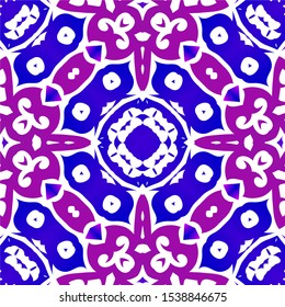 Portuguese ornamental azulejo ceramic. Set of vector seamless patterns. Creative design. Blue vintage backdrops for wallpaper, web background, towels, print, surface texture, pillows.
