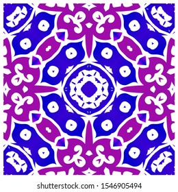 Portuguese ornamental azulejo ceramic. Set of vector seamless patterns. Creative design. Blue vintage backdrops for wallpaper, web background, towels, print, surface texture, pillows.