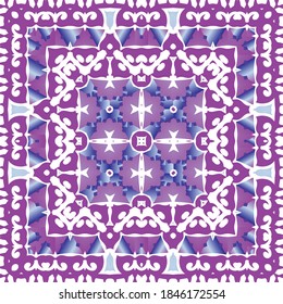 Portuguese ornamental azulejo ceramic. Set of vector seamless patterns. Creative design. Blue vintage backdrops for wallpaper, web background, towels, print, surface texture, pillows.
