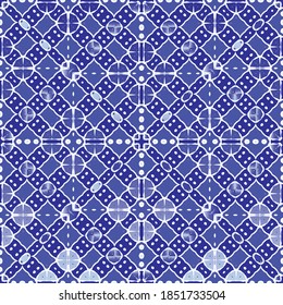 Portuguese ornamental azulejo ceramic. Set of vector seamless patterns. Creative design. Blue vintage backdrops for wallpaper, web background, towels, print, surface texture, pillows.