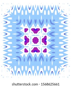 Portuguese ornamental azulejo ceramic. Universal design. Vector seamless pattern poster. Blue vintage backdrop for wallpaper, web background, towels, print, surface texture, pillows.