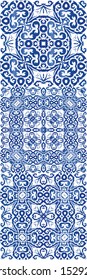 Portuguese ornamental azulejo ceramic. Vector seamless pattern watercolor. Modern design. vintage backdrop for wallpaper, web background, towels, print, surface texture, pillows.