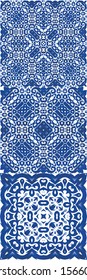 Portuguese ornamental azulejo ceramic. Vector seamless pattern poster. Modern design. vintage backdrop for wallpaper, web background, towels, print, surface texture, pillows.