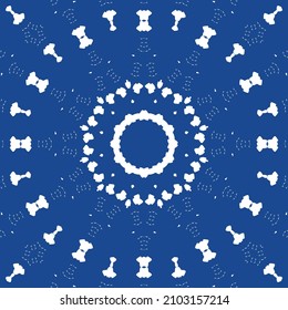 Portuguese ornamental azulejo ceramic. Vector seamless pattern watercolor. Creative design. Blue vintage backdrop for wallpaper, web background, towels, print, surface texture, pillows.