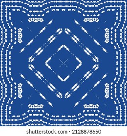Portuguese ornamental azulejo ceramic. Vector seamless pattern watercolor. Creative design. Blue vintage backdrop for wallpaper, web background, towels, print, surface texture, pillows.