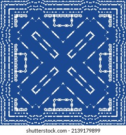 Cerámica de azulejo ornamental portugués. acuarela de patrón sin fisuras vectorial. Diseño creativo. Fondo azul vintage para papel pintado, fondo web, toallas, impresión, textura superficial, almohadas.