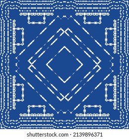 Portuguese ornamental azulejo ceramic. Vector seamless pattern watercolor. Creative design. Blue vintage backdrop for wallpaper, web background, towels, print, surface texture, pillows.