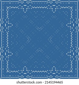 Portuguese ornamental azulejo ceramic. Vector seamless pattern theme. Creative design. Blue vintage backdrop for wallpaper, web background, towels, print, surface texture, pillows.