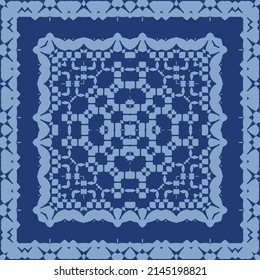 Portuguese ornamental azulejo ceramic. Vector seamless pattern collage. Universal design. Blue vintage backdrop for wallpaper, web background, towels, print, surface texture, pillows.