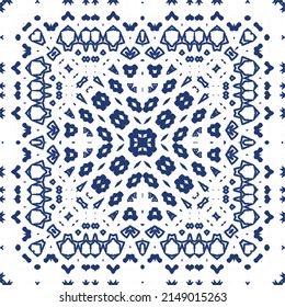 Cerámica de azulejo ornamental portugués. Collage de patrones sin fisuras del vector. Diseño universal. Fondo azul vintage para papel pintado, fondo web, toallas, impresión, textura superficial, almohadas.