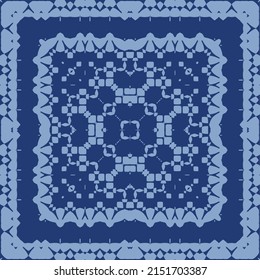 Portuguese ornamental azulejo ceramic. Vector seamless pattern collage. Universal design. Blue vintage backdrop for wallpaper, web background, towels, print, surface texture, pillows.