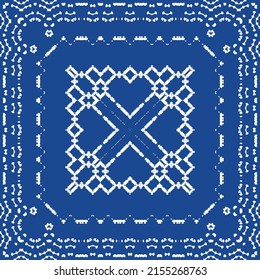 Portuguese ornamental azulejo ceramic. Vector seamless pattern watercolor. Creative design. Blue vintage backdrop for wallpaper, web background, towels, print, surface texture, pillows.