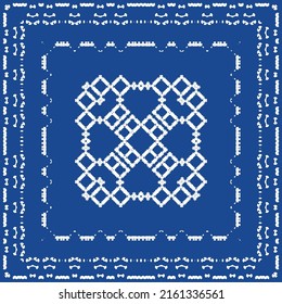 Portuguese ornamental azulejo ceramic. Vector seamless pattern watercolor. Creative design. Blue vintage backdrop for wallpaper, web background, towels, print, surface texture, pillows.