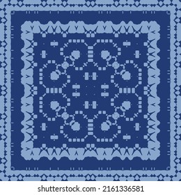 Portuguese ornamental azulejo ceramic. Vector seamless pattern collage. Universal design. Blue vintage backdrop for wallpaper, web background, towels, print, surface texture, pillows.