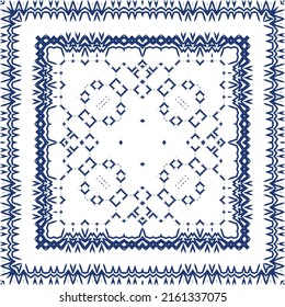 Portuguese ornamental azulejo ceramic. Vector seamless pattern collage. Universal design. Blue vintage backdrop for wallpaper, web background, towels, print, surface texture, pillows.