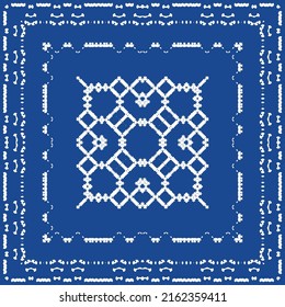 Portuguese ornamental azulejo ceramic. Vector seamless pattern watercolor. Creative design. Blue vintage backdrop for wallpaper, web background, towels, print, surface texture, pillows.