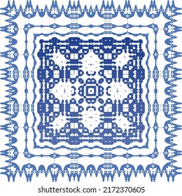 Portuguese ornamental azulejo ceramic. Vector seamless pattern collage. Universal design. Blue vintage backdrop for wallpaper, web background, towels, print, surface texture, pillows.