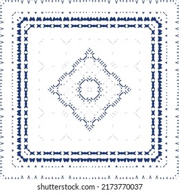 Portuguese ornamental azulejo ceramic. Vector seamless pattern collage. Universal design. Blue vintage backdrop for wallpaper, web background, towels, print, surface texture, pillows.