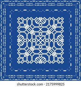 Portuguese ornamental azulejo ceramic. Vector seamless pattern watercolor. Creative design. Blue vintage backdrop for wallpaper, web background, towels, print, surface texture, pillows.