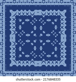 Portuguese ornamental azulejo ceramic. Vector seamless pattern collage. Universal design. Blue vintage backdrop for wallpaper, web background, towels, print, surface texture, pillows.