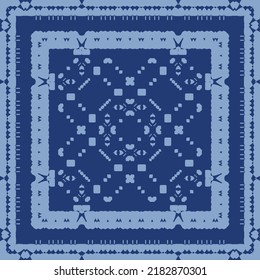 Portuguese ornamental azulejo ceramic. Vector seamless pattern collage. Universal design. Blue vintage backdrop for wallpaper, web background, towels, print, surface texture, pillows.